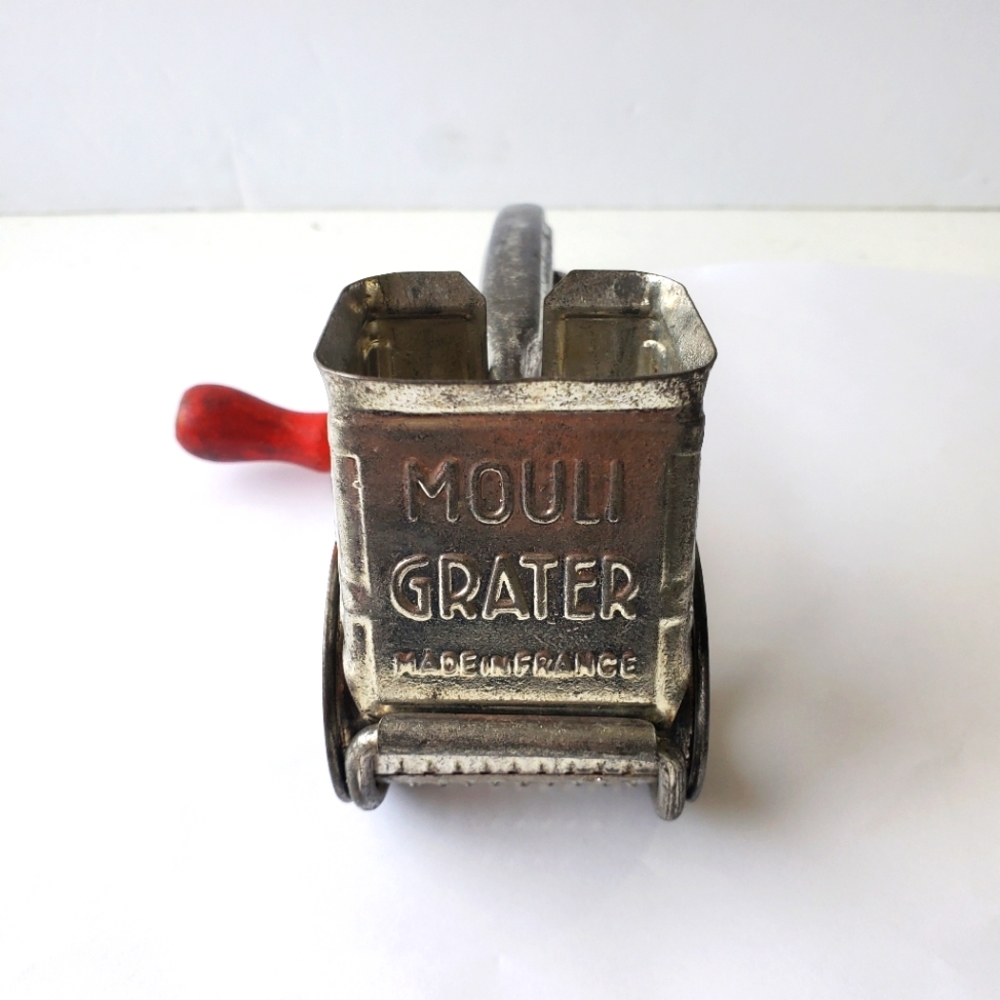 Antique Vintage MOULI Rotary Hand Cheese Grater Yellow Handle Made in France